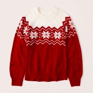 Abercrombie and Fitch Fair Isle Christmas Sweater Red S